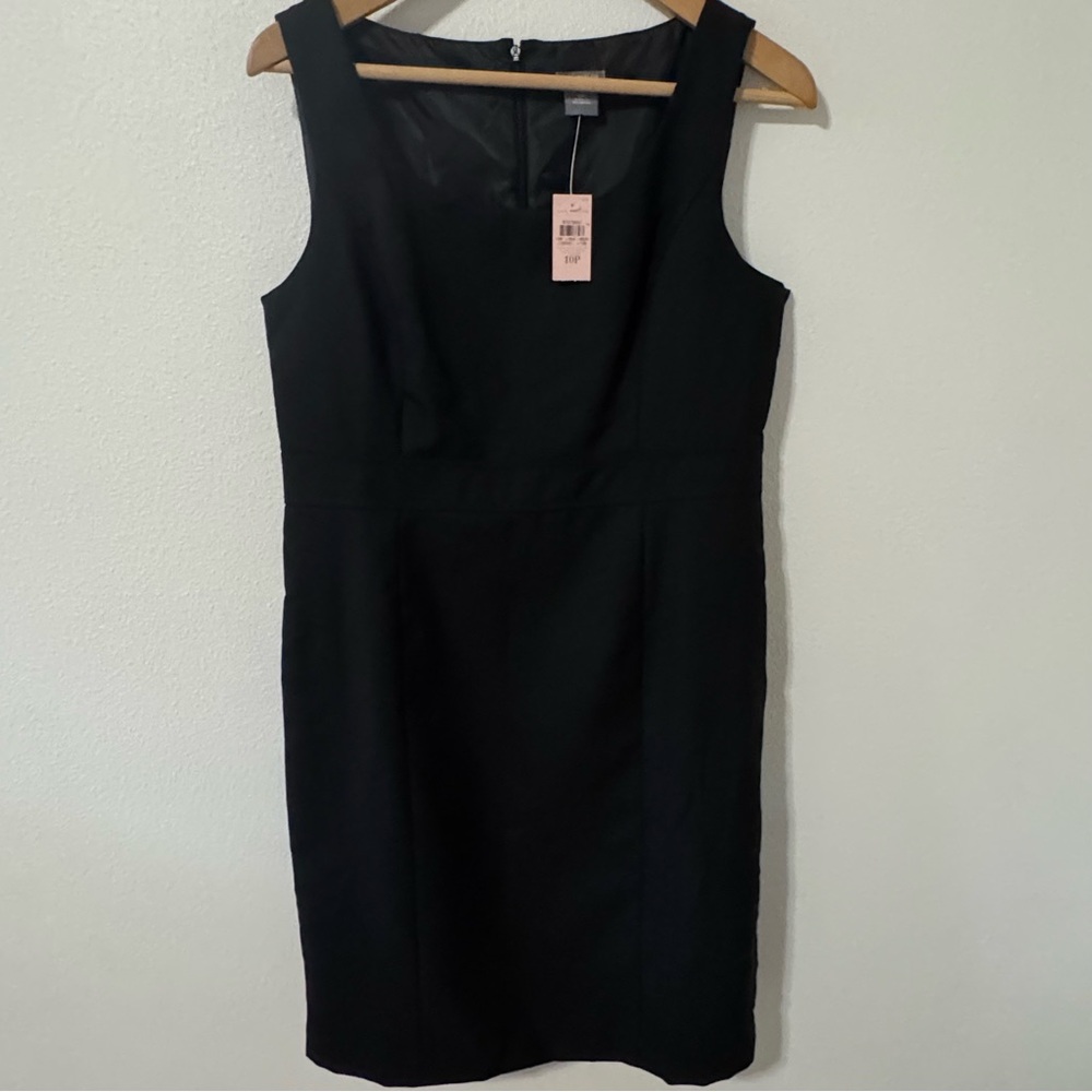 Ann Taylor Wool Sleeveless Mini Sheath Dress Black Scoop Neck Minimalist NWT-10P